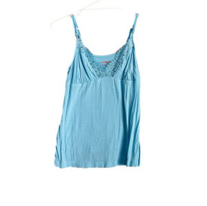 Baby Blue Lace Trim Camisole Tank Top with Adjustable Straps
